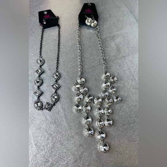 Chunky Rhinestone Statement Blingy Necklace & Earrings 4pc Bundle Set New NWT - Picture 7 of 11